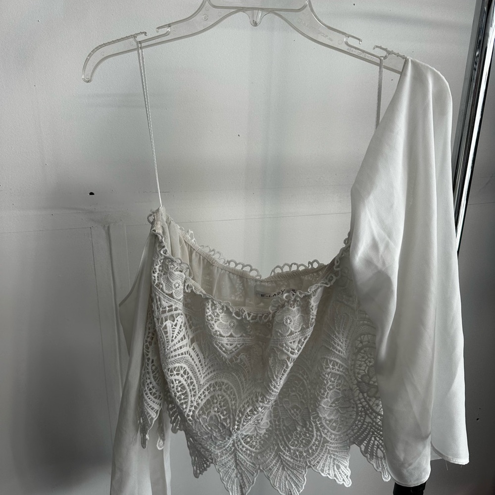 White Lace Off-Shoulder Top